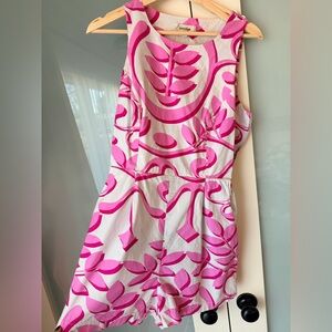 Porridge Anthropologie Pink Abstract Print Sleeveless Dress Button Strap Size 6